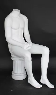 47 In Tall Male Headless Sitting Mannequin Matte White Torso Form STM050WT- NEW • $339.99