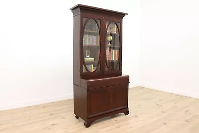 Empire Antique 1830s Mahogany Secretary Desk & Bookcase #35785 • $2090