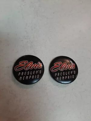 Vintage 1980's  2-Elvis Presley's Memphis - Souvenir Button Pins/ Badge 1.5 Inch • $5