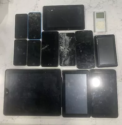 Old IPhone And Other Lot Of  13 As Is Untested Cracked Screens Apple Tablet IPod • $21.95