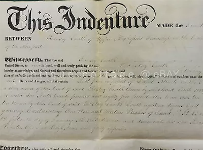 1862 Antique VELLUM DEED KINSEY THOs STORY SMITH Upper Wakefield Burk County Pa  • $124.95