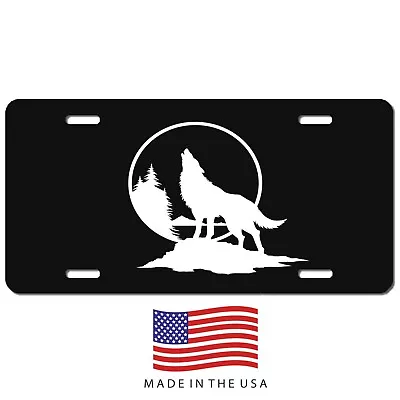 Lone Wolf Mountains  Vanity  Aluminum License Plate Car Truck SUV Tag Black • $16.95