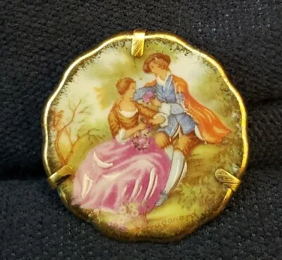 Vintage French Limoges Porcelaine Miniature Plate 1 ⅝  Dia. Courting Couple NOS  • $5.95