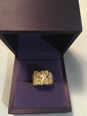$550 • Buy Authentic 10K Yellow Real Gold Nugget Extra Large Heavy Men Ring Sizes 10-15