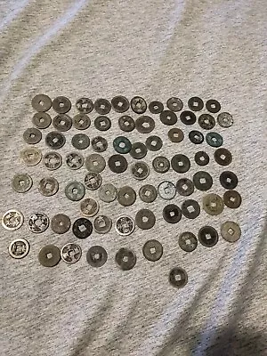 Massive Lot Of Old Chinese Holed Coins! 73 Coins Varying Condition Unidentified • $20