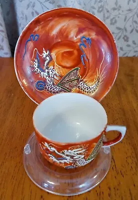 Betson's Vintage Hand Painted Dragon Ware Demitasse Tea Cup & Saucer Set Japan • $20