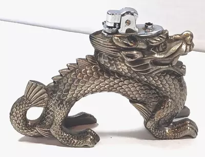 Vintage Japanese 5  Table Lighter In Chinese Dragon Figural Form Heavy Metal • $60
