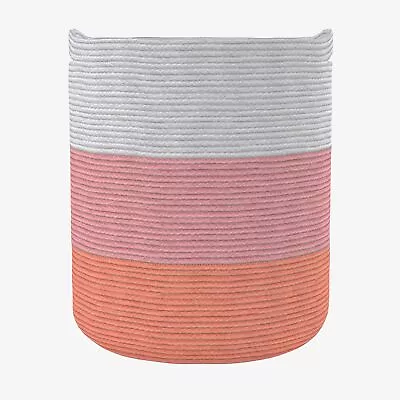 Tall Recycled Cotton Laundry Basket - Woven Rope Blanket Storage Basket Pill... • $42.58
