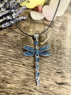 £5.79 • Buy Crystal Dragonfly Necklace Antique Blue Sapphire Sparkle Bohemian Vintage