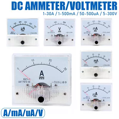 Analog Panel Meter DC Ammeter/Voltmeter Gauge 85C1 1-30A 1-500mA 50-500uA 5-300V • $4.89