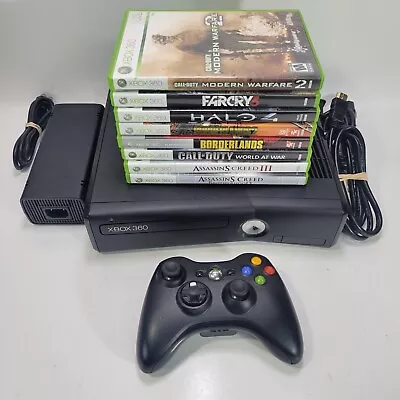 Xbox 360 S Console 4gb With 8 Games Controller Tested Call Of Duty Halo Farcry  • $107.96