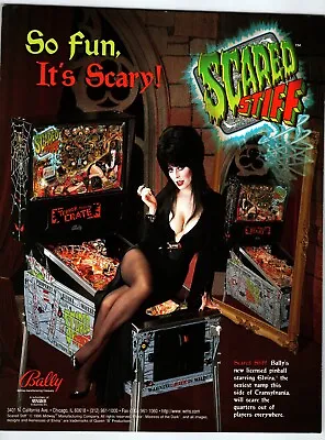 Elvira Scared Stiff Pinball Machine FLYER Original 1996 Vampire Horror Halloween • $18.40