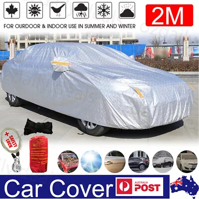 Universal Aluminium Auto Car Cover Rain/UV/Dust Resistant 2M For Small Hatchback • $50.95