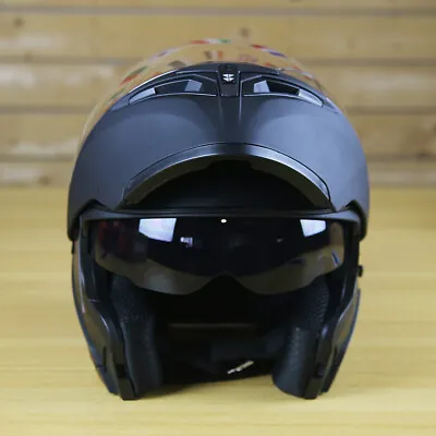 Motorcycle LED Light Dual Visors Flip Up Modular Full Face Helmet DOT M L XL XXL • $68.99