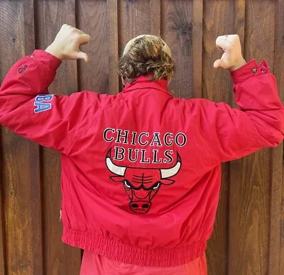 VINTAGE Chicago Bulls Pro Player Jacket Michael Jordan Vtg Basketball Coat • $199