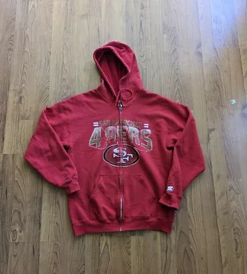 Vintage Starter San Francisco 49ers Full Zip Red Hoodie Size Medium Activewear • $30