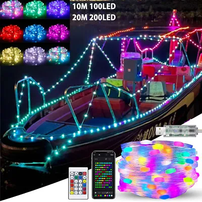 Christmas Tree RGB LED String Lights Bluetooth APP Music Fairy Light Party Decor • £10.91