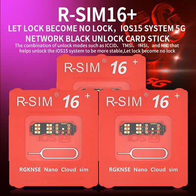 Upgrade RSIM 16+ Nano Unlock Card For IPhone 13 Pro 12 Pro Max X XS Max 8 IOS 15 • £11.98