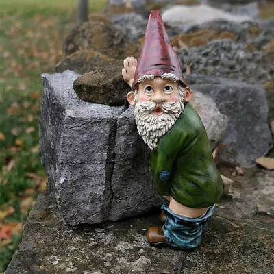 Outdoor Garden Ornament Funny Gnome Lawn Statue Naughty • $13.19