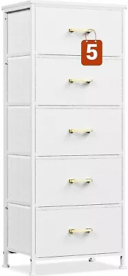 Dresser For Bedroom With 5 Drawers Living Room Leather Finish Storage White • $69.99