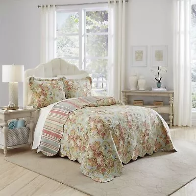 Waverly Spring Bling Modern Farmhouse Floral 3-Piece Reversible Quilt Bedprea... • $296.13