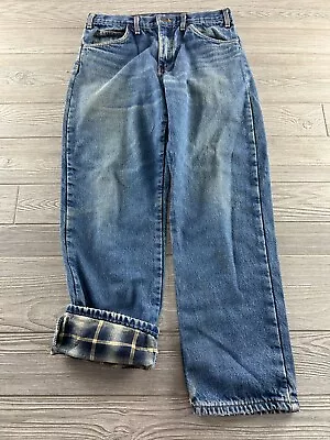 Dickies Mens Relaxed Fit Flannel Lined Blue Faded Distressed Jeans Size 32X32 • $22.09