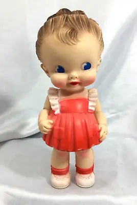 Ruth E. Newton 1950's Sun Rubber Vintage 8 1/2  Baby Doll In Red Dress Girl • $22