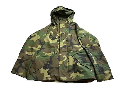 US Military Gore-Tex Jacket - Cold Weather Woodland Camo Parka Medium Short • $86.39