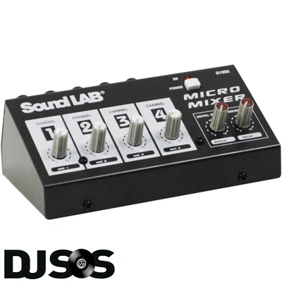 £22.09 • Buy Soundlab Compact Portable 4 Channel Mono DJ Party Microphone Mixer With Effects