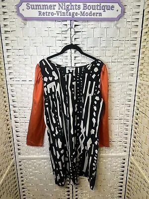 Olivia Rubin Dress Uk14 Silk Orange Sleeves Black Dress Creases On Arms • £24.99