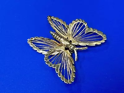 Butterfly 2  Stunning Vintage Estate Signed  Monet Gold Tone Wire Brooch!! • $9.95