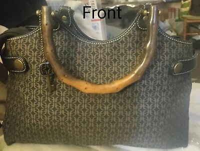 Fossil Black Signature Satchel Monogrammed Handbag SHB9199 • $25