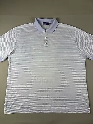 Ralph Lauren Purple Label Polo Shirt Mens 2XL Blue Striped Cotton Made In Italy • $40