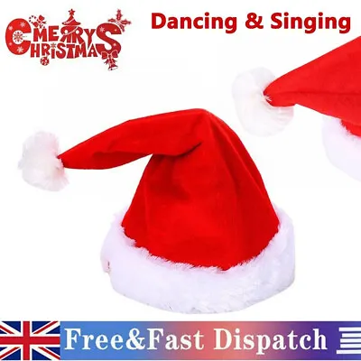 Christmas Xmas Novelty Santa Hat Cap For Musical Singing Moving Dancing Toy UK • £11.49