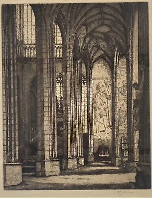 Tavik Frantisek (TF) Simon (1877-1942) Cathedral Interior C 1936 Signed Etching • $195.95
