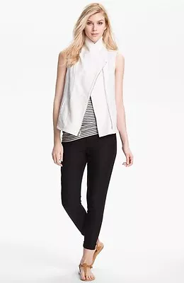 Vince Leather Asymmetrical Vest In WHITE (L) $625+ • £141.09