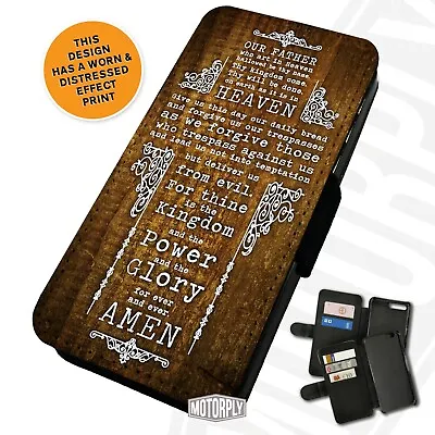 £9.75 • Buy Printed Faux Leather Flip Phone Case For IPhone - Christianity - Lord Prayer