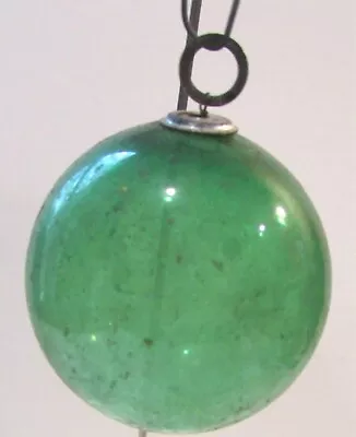 Vintage Japan Unsilver Green Glass Christmas Kugel Like Feather Tree Ornament • $19