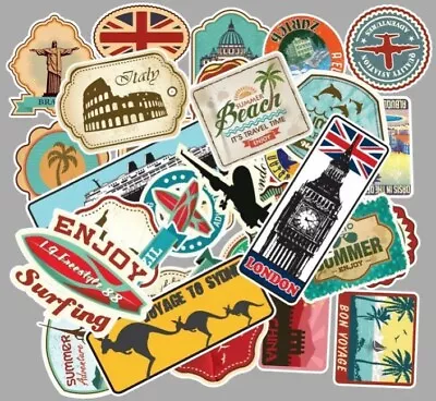 100 World Travel Country Region Logo Stickers Skateboard Luggage Laptop Decal UK • £6.39