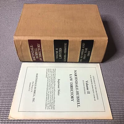 Martindale Hubbell Law Directory Volume II 1969 Illinois W/Supplement Good Shape • $18.95