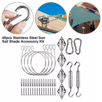 40x Sun Sail Shade Canopy Stainless Steel Fixing Fittings Hardware Accessory Kit • £11.62