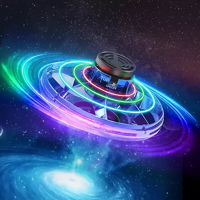 Flying Spinner Toys Mini UFO Drone RGB Light Fidget Boomerang Spinner Toys Gift • £9.92