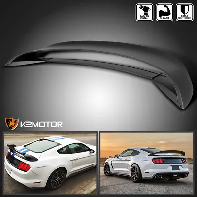 Fits 2015-2022 Ford Mustang GT350R Style Rear Trunk Wing+Lower Spoiler Black • $88.38