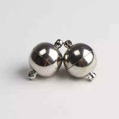 Glossy Round Ball Strong Magnetic Connector Platinum Clasps For Necklace Making • $2.77