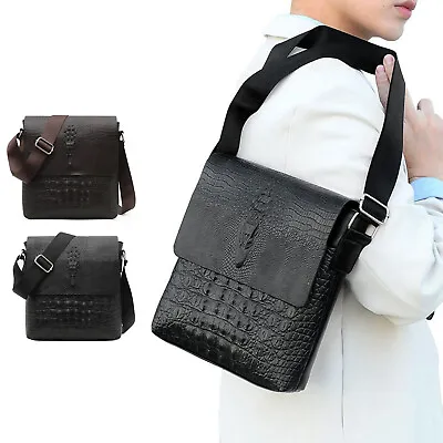 Mens Crossbody Messanger Bag PU Leather Satchel Shoulder Bag Business Handbag • $17.96