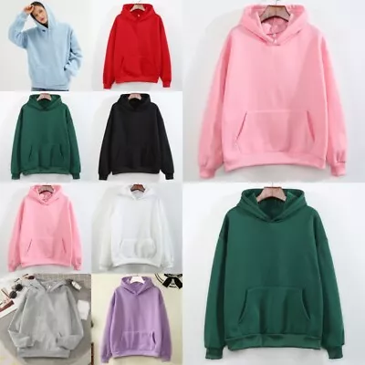 Women Fleece Hoodies Sweatshirt Ladies Casual Loose Long Sleeve Tops Size 6-16 • £9.99