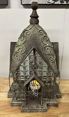 Glass And Metal Architectural Tea Light Candle Lantern Windale House Fairy House • $23.95