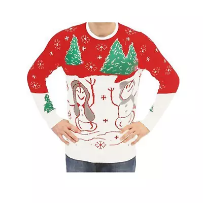 Adult Unisex Light Up Snowman & Trees LED Ugly Christmas Sweater • $64.99