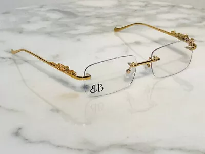 Bonano Giaguaro Rimless Gold Eyeglasses Sunglasses Frame Silver Cartier Hilton • $130