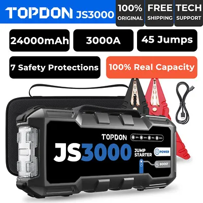 TOPDON JS3000 3000A Car Jump Starter Battery Booster Power Bank 24000mAh • $194.99